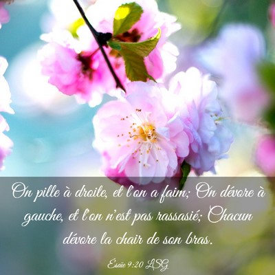 Picture 03 - Ésaïe 9:20 LSG - On pille à droite, et l'on a faim; On dévore à - Bible Verse Picture