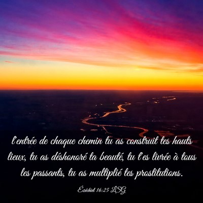 Picture 03 - Ézéchiel 16:25 LSG - l'entrée de chaque chemin tu as construit tes - Bible Verse Picture