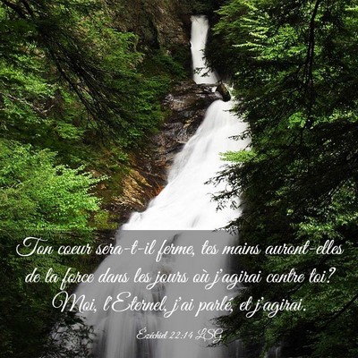 Picture 03 - Ézéchiel 22:14 LSG - Ton coeur sera-t-il ferme, tes mains auront-elles - Bible Verse Picture