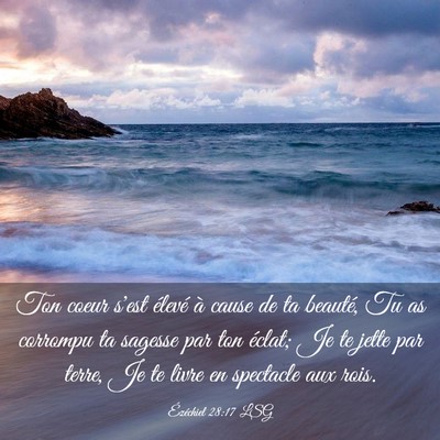Picture 03 - Ézéchiel 28:17 LSG - Ton coeur s'est élevé à cause de ta beauté, - Bible Verse Picture