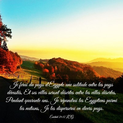 Picture 03 - Ézéchiel 29:12 LSG - Je ferai du pays d'Egypte une solitude entre les - Bible Verse Picture
