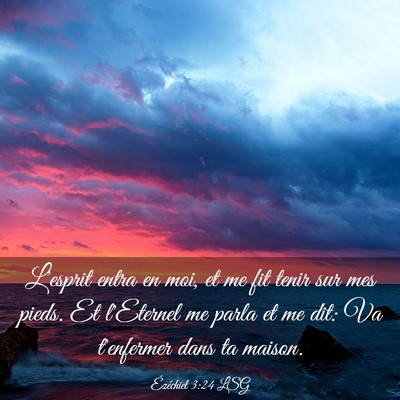 Picture 03 - Ézéchiel 3:24 LSG - L'esprit entra en moi, et me fit tenir sur mes - Bible Verse Picture