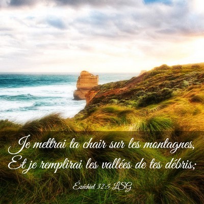 Picture 03 - Ézéchiel 32:5 LSG - Je mettrai ta chair sur les montagnes, Et je - Bible Verse Picture