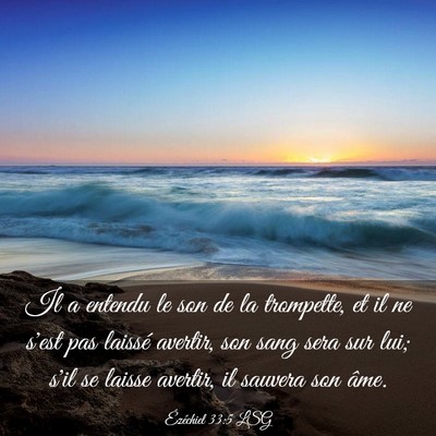 Picture 03 - Ézéchiel 33:5 LSG - Il a entendu le son de la trompette, et il ne - Bible Verse Picture