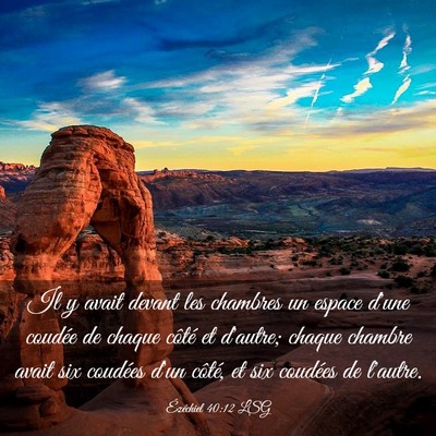 Picture 03 - Ézéchiel 40:12 LSG - Il y avait devant les chambres un espace d'une - Bible Verse Picture