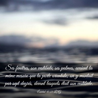 Picture 03 - Ézéchiel 40:22 LSG - Ses fenêtres, son vestibule, ses palmes, avaient - Bible Verse Picture