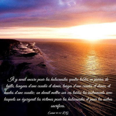 Picture 03 - Ézéchiel 40:42 LSG - Il y avait encore pour les holocaustes quatre - Bible Verse Picture