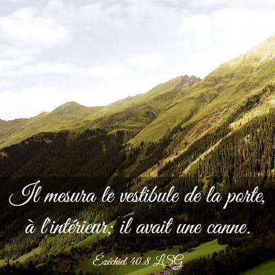 Picture 03 - Ézéchiel 40:8 LSG - Il mesura le vestibule de la porte, à - Bible Verse Picture