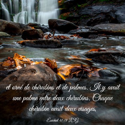 Picture 03 - Ézéchiel 41:18 LSG - et orné de chérubins et de palmes. Il y avait - Bible Verse Picture
