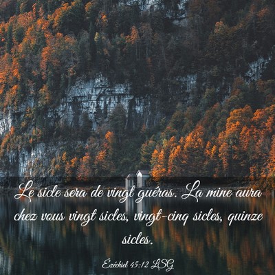 Picture 03 - Ézéchiel 45:12 LSG - Le sicle sera de vingt guéras. La mine aura chez - Bible Verse Picture