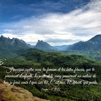 Picture 03 - Ézéchiel 5:17 LSG - J'enverrai contre vous la famine et les bêtes - Bible Verse Picture
