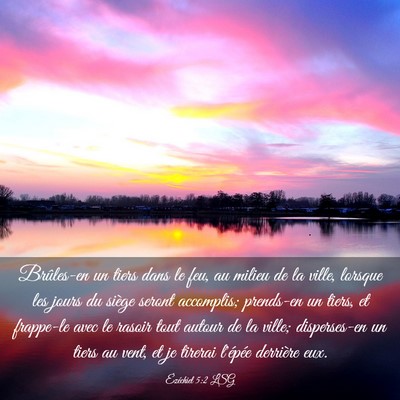 Picture 03 - Ézéchiel 5:2 LSG - Brûles-en un tiers dans le feu, au milieu de la - Bible Verse Picture