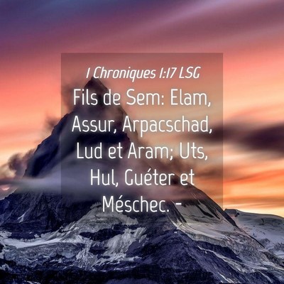 Picture 04 - 1 Chroniques 1:17 LSG - Fils de Sem: Elam, Assur, Arpacschad, Lud et - Bible Verse Picture