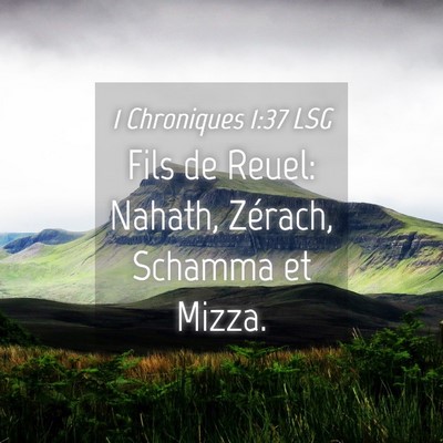 Picture 04 - 1 Chroniques 1:37 LSG - Fils de Reuel: Nahath, Zérach, Schamma et - Bible Verse Picture