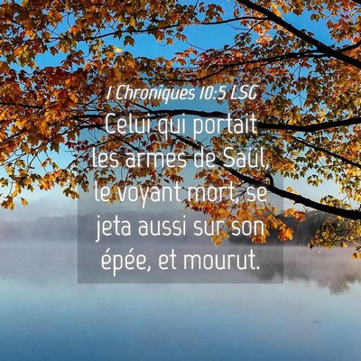 Picture 04 - 1 Chroniques 10:5 LSG - Celui qui portait les armes de Saül, le voyant - Bible Verse Picture