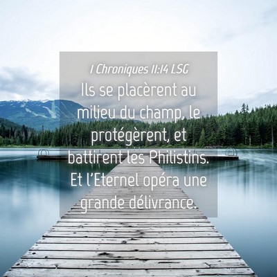 Picture 04 - 1 Chroniques 11:14 LSG - Ils se placèrent au milieu du champ, le - Bible Verse Picture
