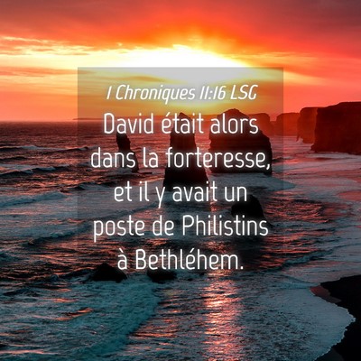 Picture 04 - 1 Chroniques 11:16 LSG - David était alors dans la forteresse, et il y - Bible Verse Picture