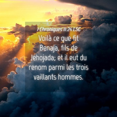 Picture 04 - 1 Chroniques 11:24 LSG - Voilà ce que fit Benaja, fils de Jehojada; et il - Bible Verse Picture