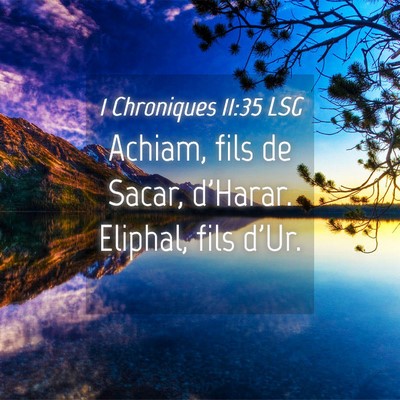 Picture 04 - 1 Chroniques 11:35 LSG - Achiam, fils de Sacar, d'Harar. Eliphal, fils - Bible Verse Picture