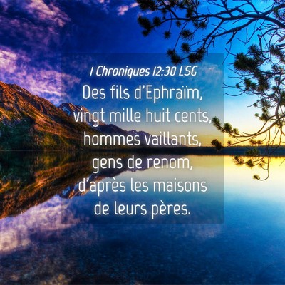 Picture 04 - 1 Chroniques 12:30 LSG - Des fils d'Ephraïm, vingt mille huit cents, - Bible Verse Picture