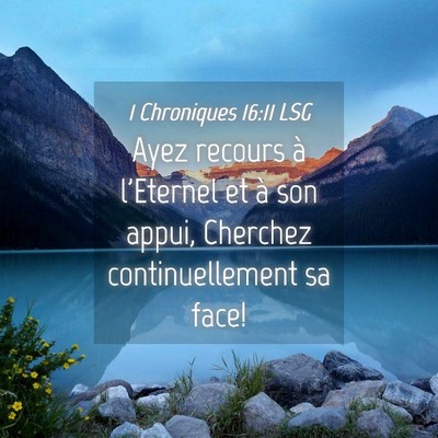 Picture 04 - 1 Chroniques 16:11 LSG - Ayez recours à l'Eternel et à son appui, - Bible Verse Picture