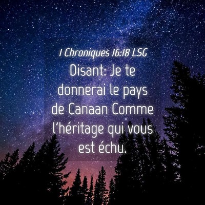 Picture 04 - 1 Chroniques 16:18 LSG - Disant: Je te donnerai le pays de Canaan Comme - Bible Verse Picture
