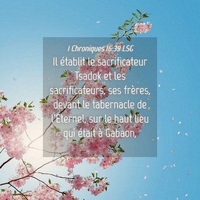 Picture 04 - 1 Chroniques 16:39 LSG - Il établit le sacrificateur Tsadok et les - Bible Verse Picture