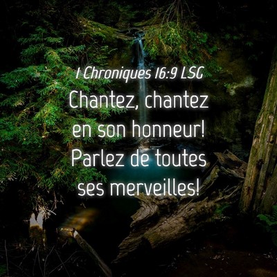 Picture 04 - 1 Chroniques 16:9 LSG - Chantez, chantez en son honneur! Parlez de toutes - Bible Verse Picture