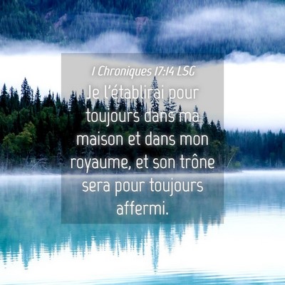 Picture 04 - 1 Chroniques 17:14 LSG - Je l'établirai pour toujours dans ma maison et - Bible Verse Picture