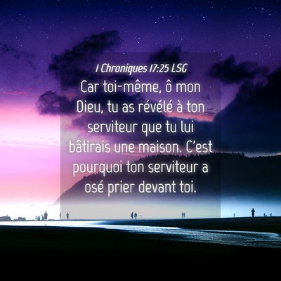 Picture 04 - 1 Chroniques 17:25 LSG - Car toi-même, ô mon Dieu, tu as révélé à - Bible Verse Picture