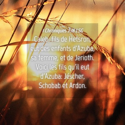 Picture 04 - 1 Chroniques 2:18 LSG - Caleb, fils de Hetsron, eut des enfants d'Azuba, - Bible Verse Picture