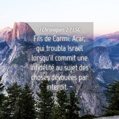 Picture 04 - 1 Chroniques 2:7 LSG - Fils de Carmi: Acar, qui troubla Israël - Bible Verse Picture