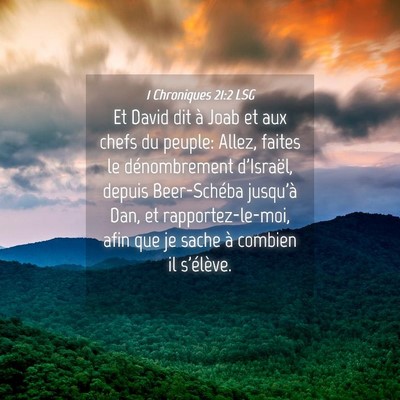 Picture 04 - 1 Chroniques 21:2 LSG - Et David dit à Joab et aux chefs du peuple: - Bible Verse Picture