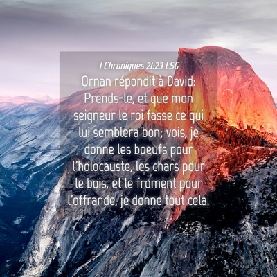 Picture 04 - 1 Chroniques 21:23 LSG - Ornan répondit à David: Prends-le, et que mon - Bible Verse Picture