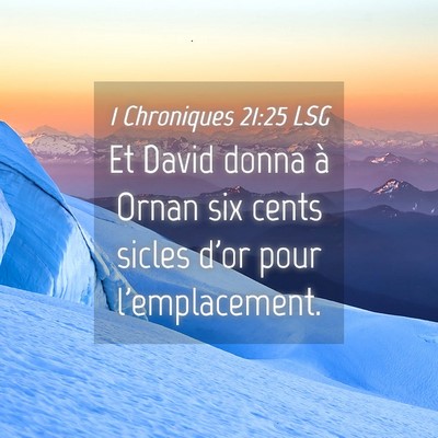 Picture 04 - 1 Chroniques 21:25 LSG - Et David donna à Ornan six cents sicles d'or - Bible Verse Picture