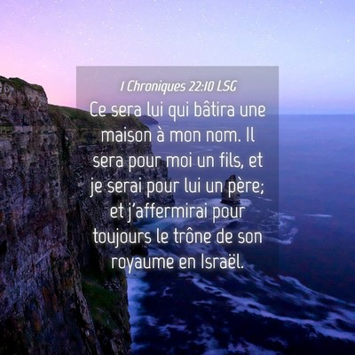 Picture 04 - 1 Chroniques 22:10 LSG - Ce sera lui qui bâtira une maison à mon nom. Il - Bible Verse Picture