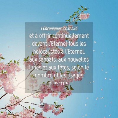 Picture 04 - 1 Chroniques 23:31 LSG - et à offrir continuellement devant l'Eternel - Bible Verse Picture