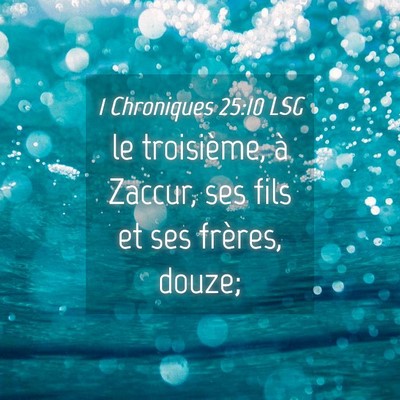 Picture 04 - 1 Chroniques 25:10 LSG - le troisième, à Zaccur, ses fils et ses - Bible Verse Picture