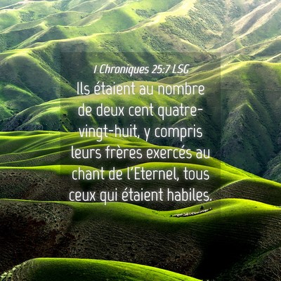 Picture 04 - 1 Chroniques 25:7 LSG - Ils étaient au nombre de deux cent - Bible Verse Picture