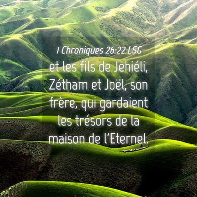 Picture 04 - 1 Chroniques 26:22 LSG - et les fils de Jehiéli, Zétham et Joël, son - Bible Verse Picture