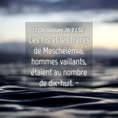 Picture 04 - 1 Chroniques 26:9 LSG - Les fils et les frères de Meschélémia, hommes - Bible Verse Picture