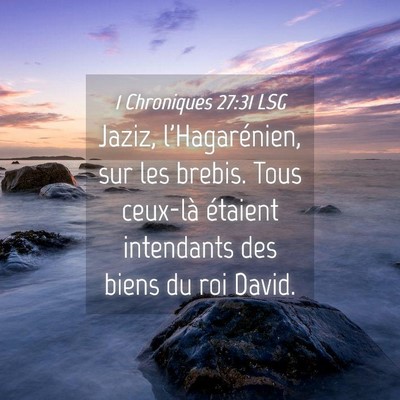 Picture 04 - 1 Chroniques 27:31 LSG - Jaziz, l'Hagarénien, sur les brebis. Tous - Bible Verse Picture