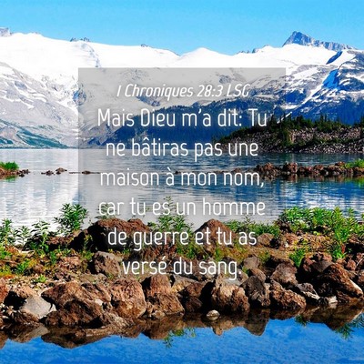Picture 04 - 1 Chroniques 28:3 LSG - Mais Dieu m'a dit: Tu ne bâtiras pas une maison - Bible Verse Picture
