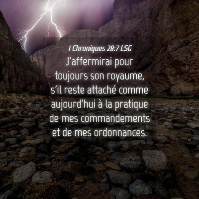 Picture 04 - 1 Chroniques 28:7 LSG - J'affermirai pour toujours son royaume, s'il - Bible Verse Picture