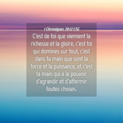 Picture 04 - 1 Chroniques 29:12 LSG - C'est de toi que viennent la richesse et la - Bible Verse Picture