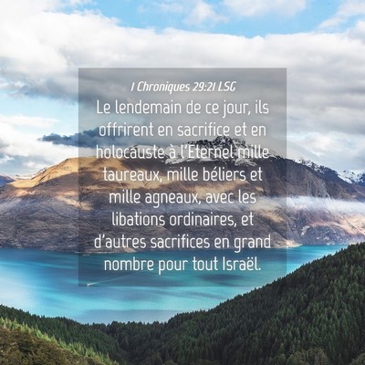 Picture 04 - 1 Chroniques 29:21 LSG - Le lendemain de ce jour, ils offrirent en - Bible Verse Picture