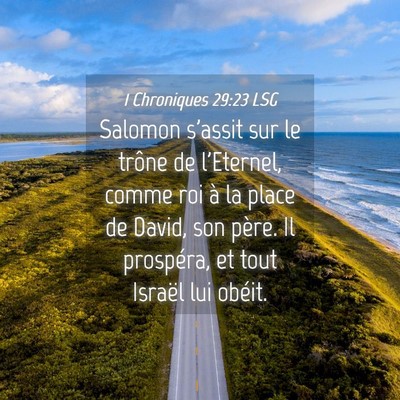 Picture 04 - 1 Chroniques 29:23 LSG - Salomon s'assit sur le trône de l'Eternel, comme - Bible Verse Picture