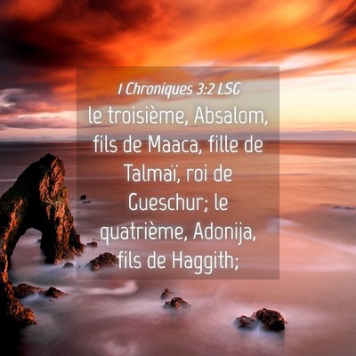 Picture 04 - 1 Chroniques 3:2 LSG - le troisième, Absalom, fils de Maaca, fille de - Bible Verse Picture