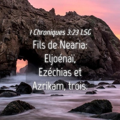 Picture 04 - 1 Chroniques 3:23 LSG - Fils de Nearia: Eljoénaï, Ezéchias et Azrikam, - Bible Verse Picture