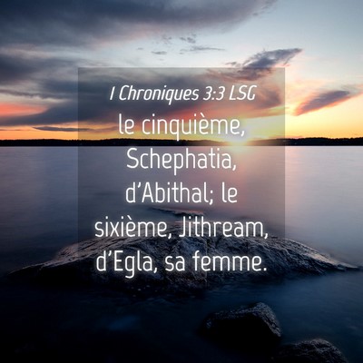 Picture 04 - 1 Chroniques 3:3 LSG - le cinquième, Schephatia, d'Abithal; le - Bible Verse Picture